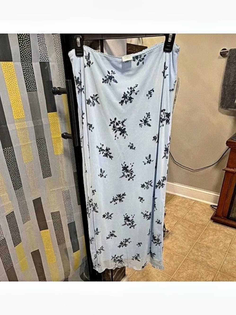 No Boundaries Floral Maxi Dress in Blue & White Small